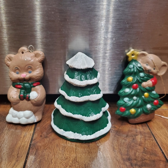 Hand Painted Christmas Bundle of Two Ornaments and a Christmas Tree Knick Knack! - Picture 1 of 5